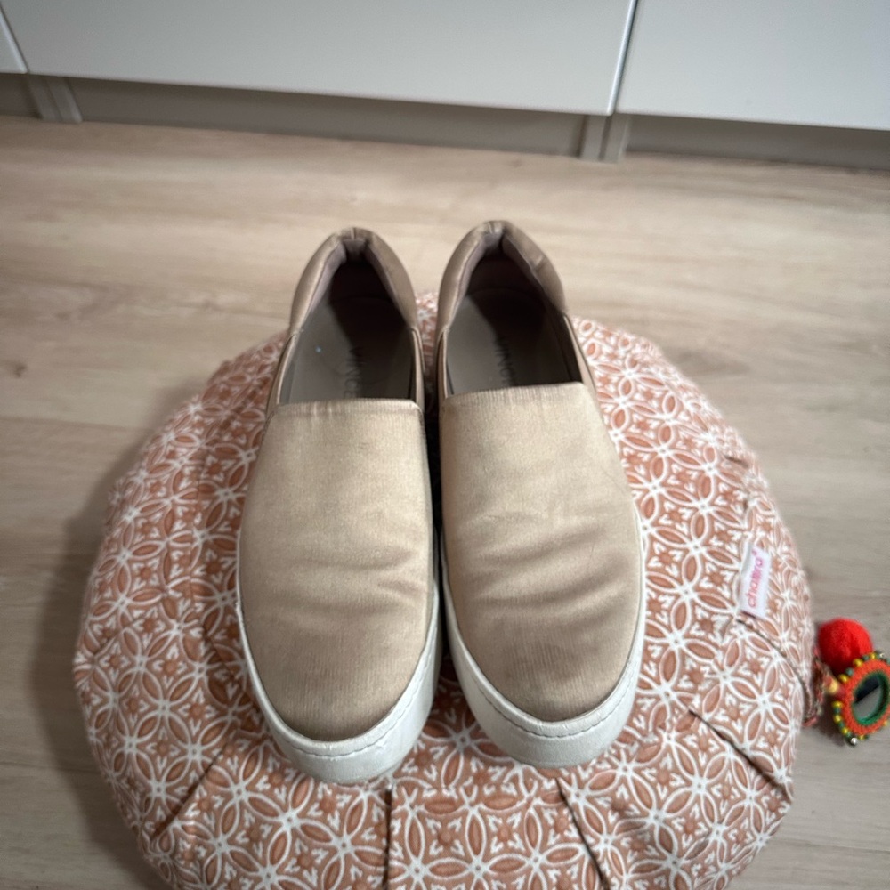 Vince Warren Tan Satin Platform Slip-On Sneakers